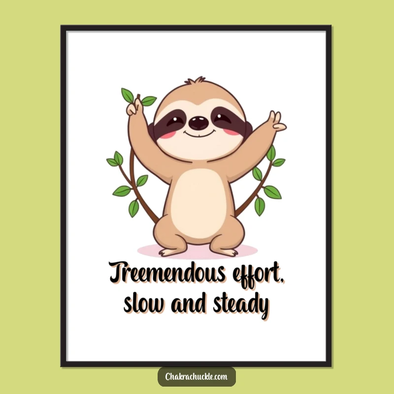 Free Printable Wall Art: Zen Sloth Tree Pose Yoga Art