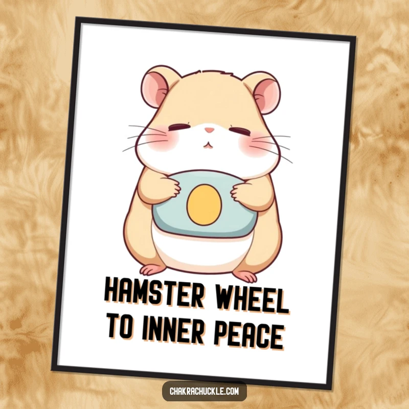 Funny Free Printable Wall Art: Serene hamster meditating deeply, radiating peace and quiet humor for your home.