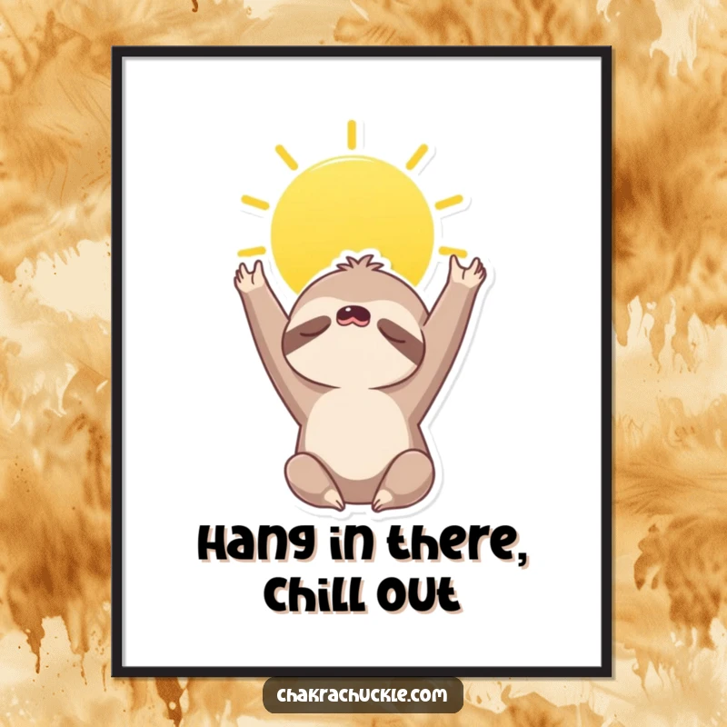Funny Free Printable Wall Art: A sleepy sloth doing a sun salutation, bringing zen and humor to your home.