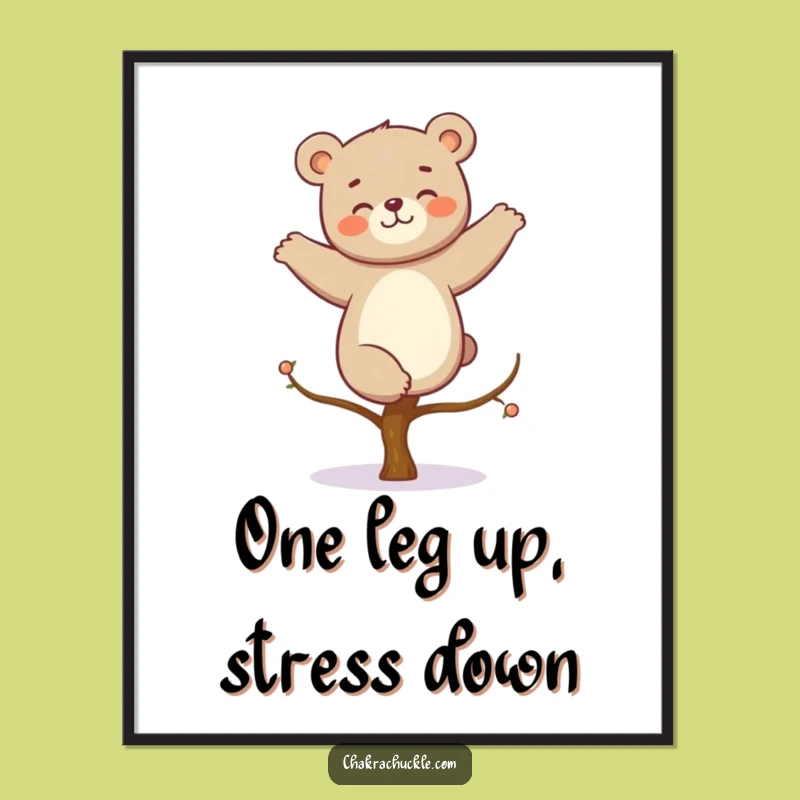 Free Printable Wall Art: Giggling Bear Yoga Funny Downloadable Decor Gift