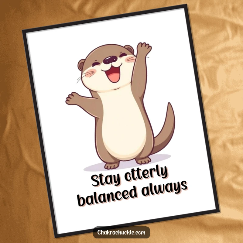 Funny Free Printable Wall Art: A cheerful otter balances in a handstand, tail wagging, bringing joy to any room.