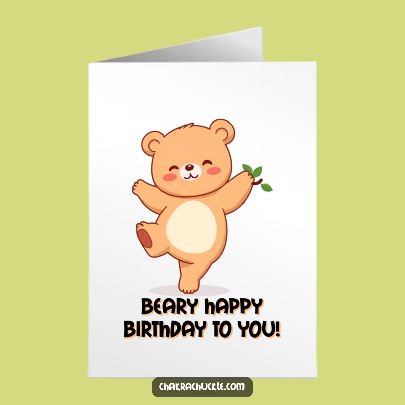 Free Printable Funny Birthday Card: Kawaii Bear Yoga - Hilarious Downloadable Gift!