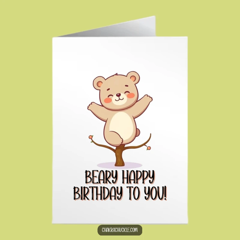 Free Printable Birthday Card: Giggling Bear Yoga Funny Downloadable Greeting Gift
