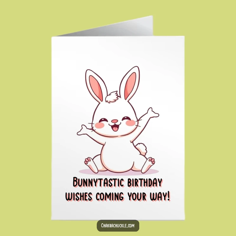 Free Printable Funny Birthday Card: Kawaii Bunny Yoga Pose - Hilarious Downloadable Gift!