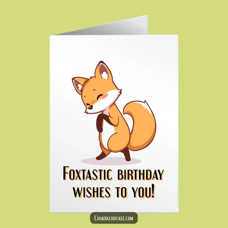 Free Printable Birthday Card: Funny Fox Yoga Pose, Make Their Day Hilarious!