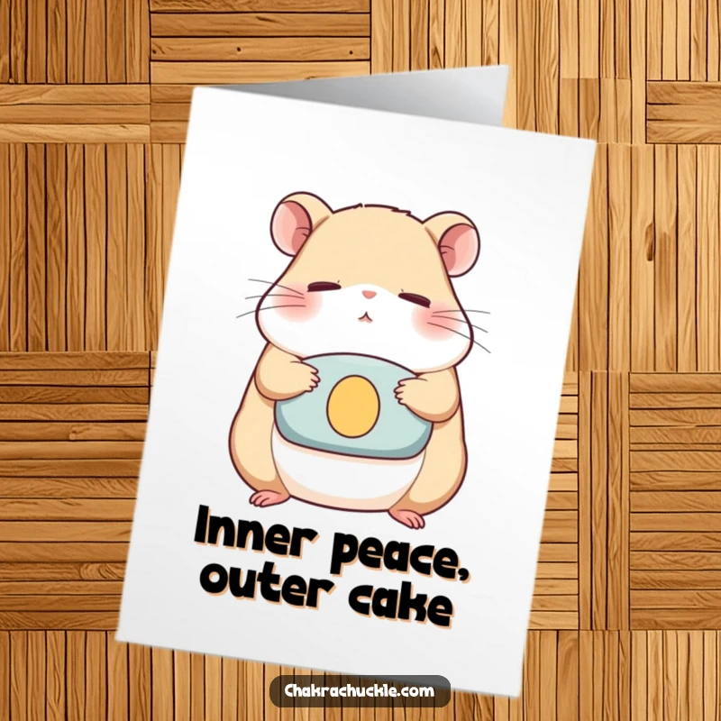 Funny Free Printable Birthday Card: Serene hamster meditating on cushion, sending peaceful wishes for a happy day.