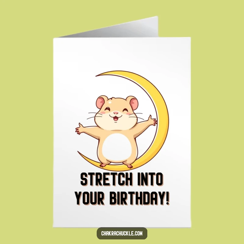 Free Printable Hamster Yoga Birthday Card - Funny Crescent Moon Gift