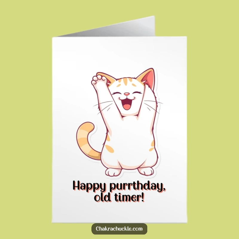 Funny Free Printable Cat Birthday Card: Arch Pose - Downloadable Gift
