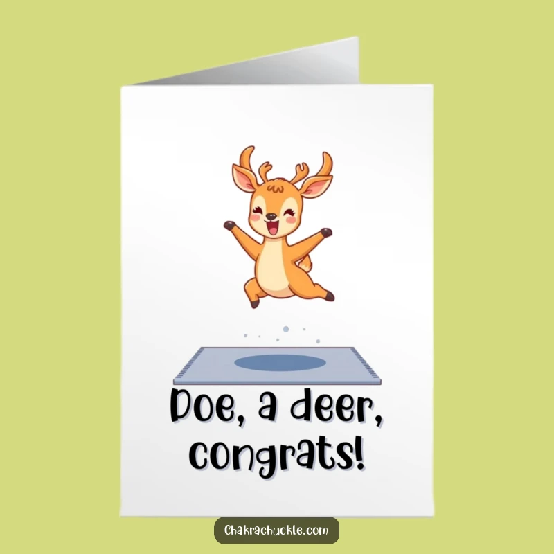 Free Printable Congrats Card: Deer Yoga Leap Funny Downloadable Greeting Gift