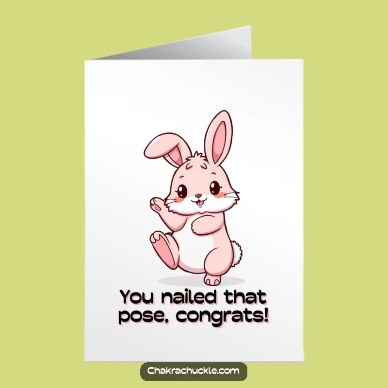 Free Printable Congrats Card: Yoga Bunny Twist, Celebrate Flexibility with Funny Downloadable