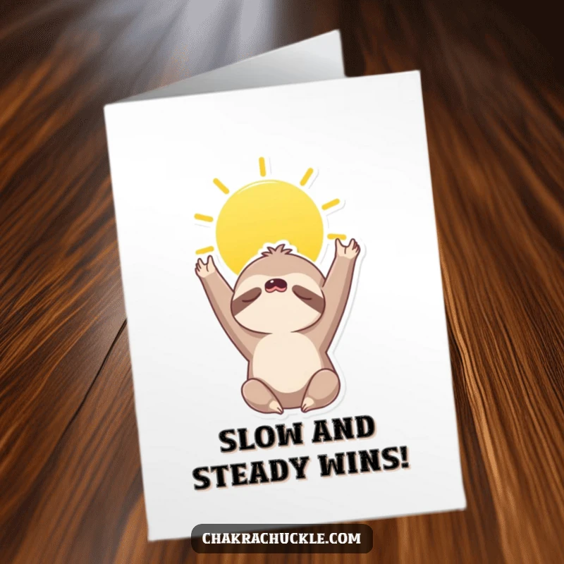 Funny Free Printable Congratulations Card: A sleepy sloth reaching for the sky, conveying congratulations with slow charm.