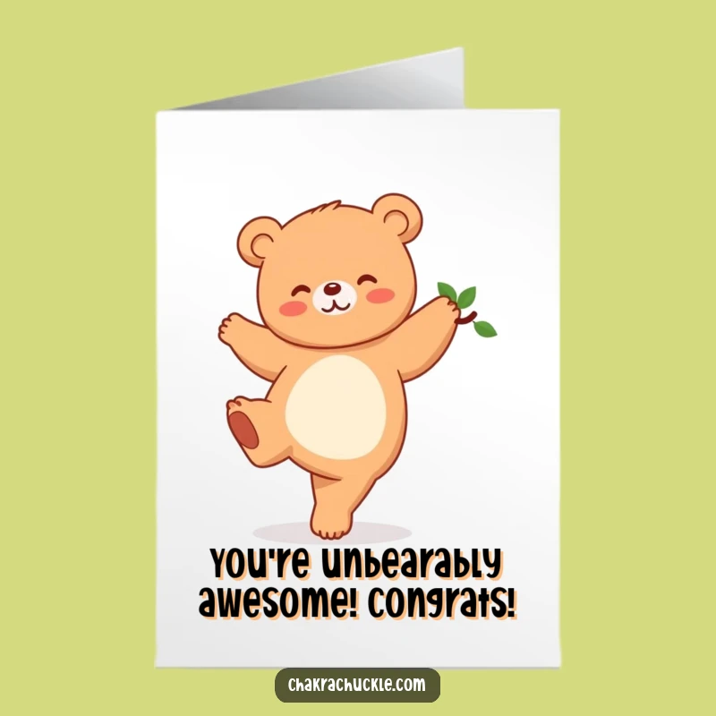 Free Printable Kawaii Bear Yoga Card: Congrats! Hilarious Downloadable Gift!