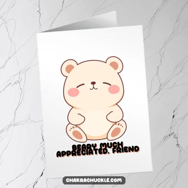Funny Free Printable Bear Meditation Thank You Card: Content bear meditating blissfully, ideal for expressing thanks with a funny, peaceful vibe.