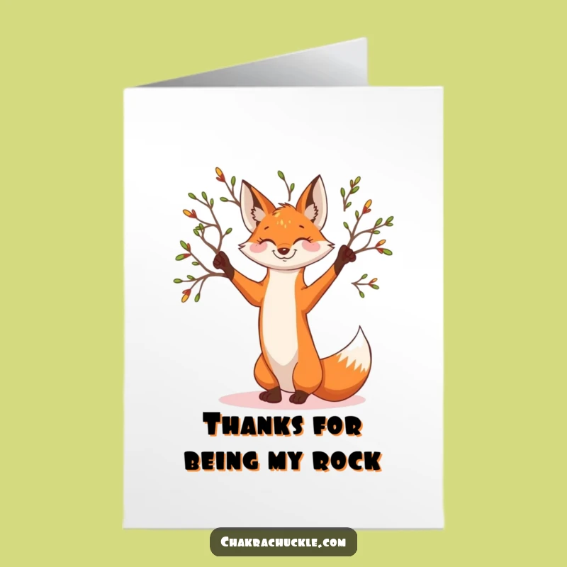 Free Printable Thank You Card: Zen Fox Tree Pose, Express Gratitude with Funny Downloadable