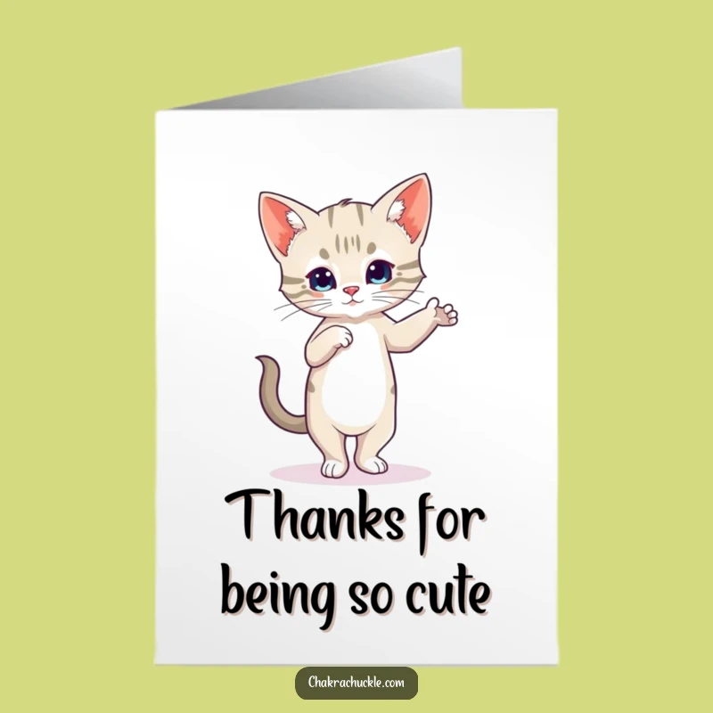 Free Printable Cat Yoga Thank You Card: Wobbly Kitten Gratitude Funny Downloadable Gift