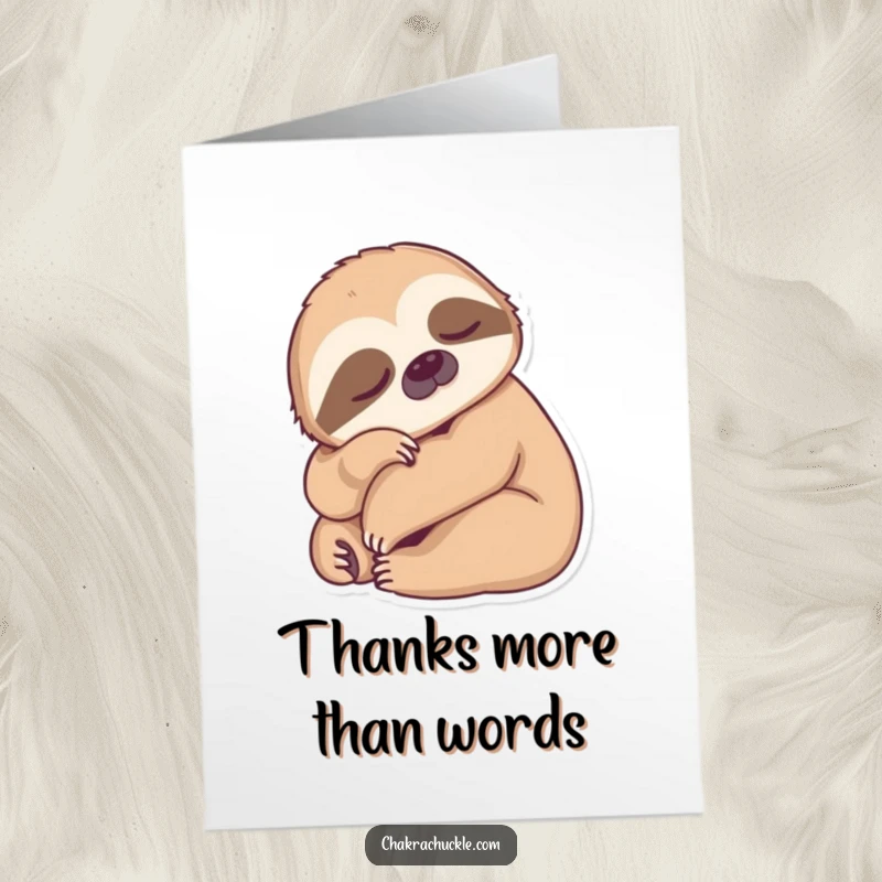 Funny Free Printable Thank You Card: a sleepy sloth in a forward fold offers a peaceful thank you.