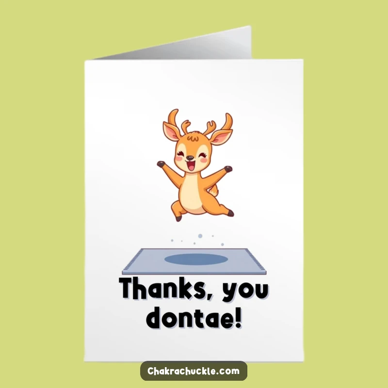 Free Printable Thank You Card: Deer Yoga Leap Funny Downloadable Greeting Gift