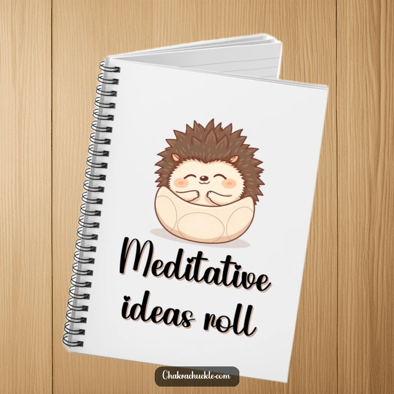 Funny Hedgehog Notebook with a hedgehog rolled into a zen ball, perfect for notes and reflection.