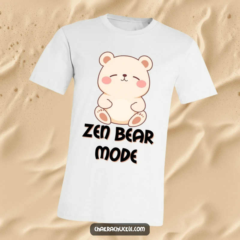 Funny Bear Meditation T-Shirt: Round bear in a meditative pose, radiating peace and gentle humor.