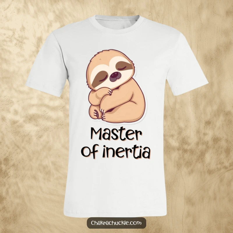 Funny Sloth Forward Fold T-Shirt featuring a sleepy sloth in a deep forward fold, perfect for comfortable and humorous wear.