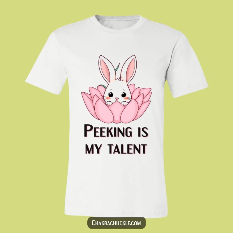 Funny Curious Rabbit Lotus T-Shirt - Whimsical Animal Tee for Her