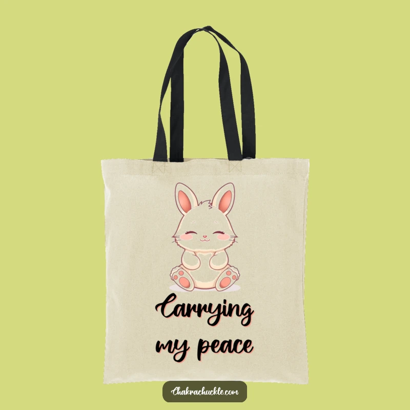 Funny Zen Bunny Yoga Tote Bag, Peaceful Rabbit Lotus Bag for Calm Errands and Gifts