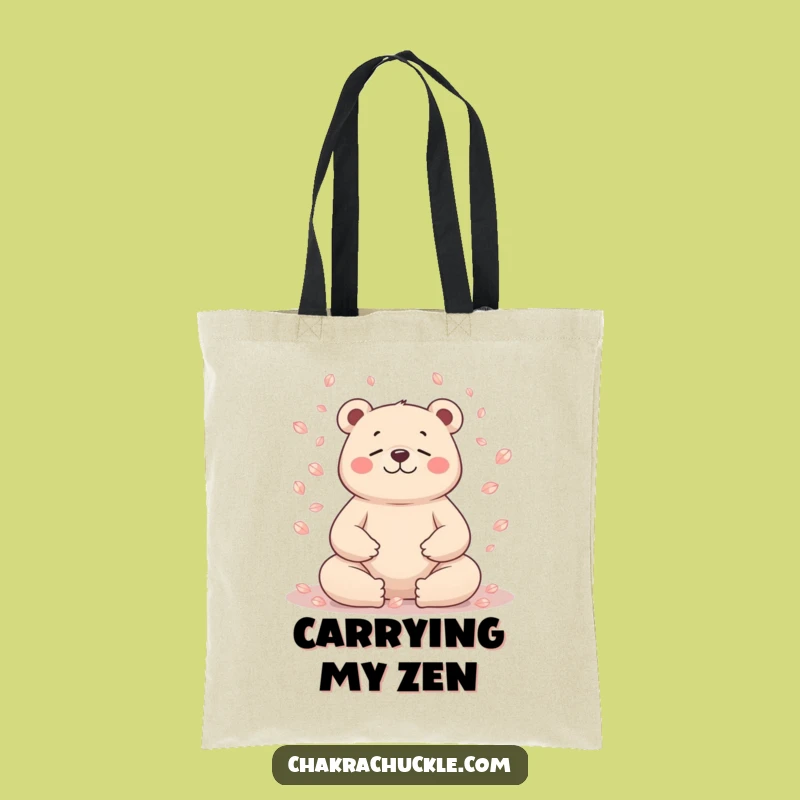 Funny Bear Meditation Tote Bag: Serene Petal Yoga, Perfect Funny Gift