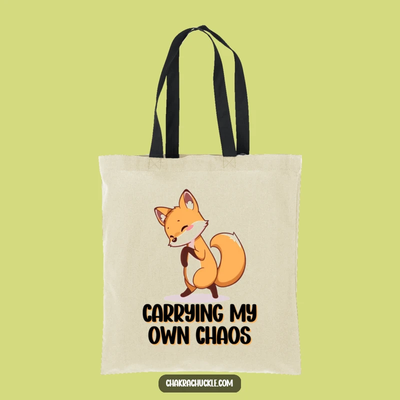 Funny Fox Tote Bag: Carry Your Fun with a Playful Yoga Fox, Ideal Funny Gift