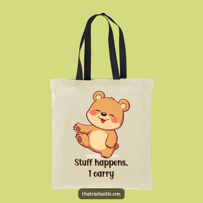 Funny Giggling Bear Tote Bag: Playful Twist Canvas Bag, Great Funny Gift