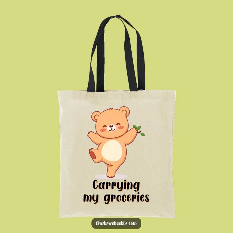 Funny Kawaii Bear Yoga Tote Bag: Adorable Tree Pose Carryall for Animal Lovers Gift