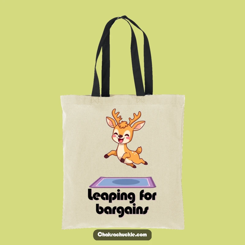 Funny Kawaii Deer Yoga Tote Bag: Adorable Leaping Carryall for Active Souls Gift