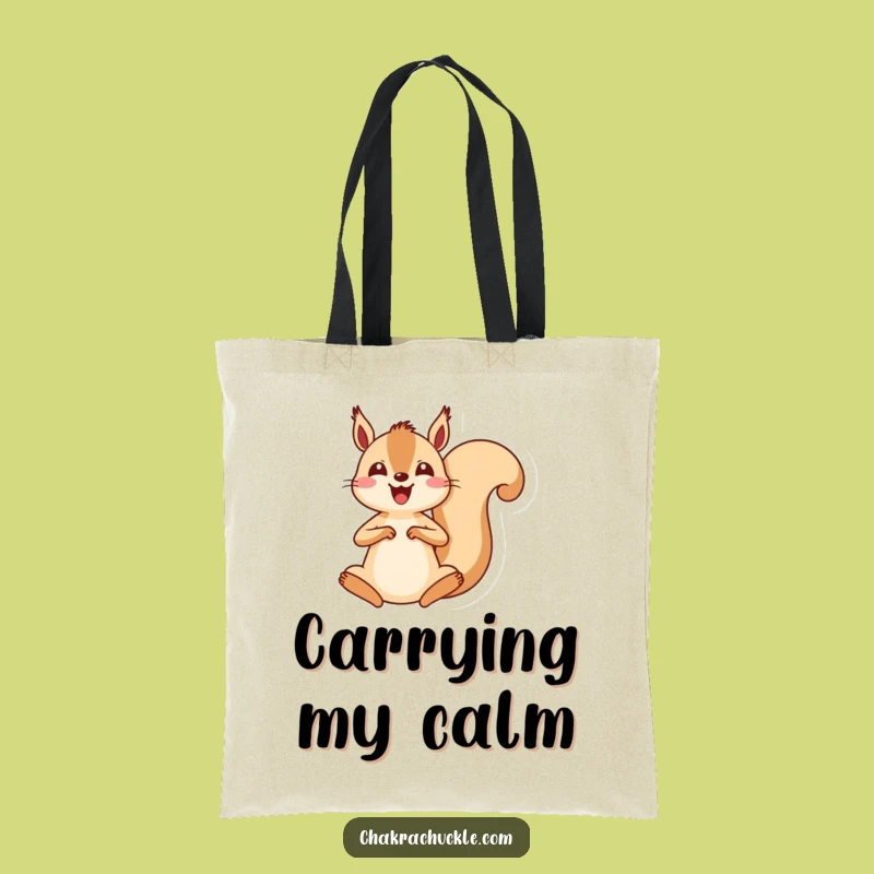 Funny Kawaii Squirrel Meditation Tote Bag: Energetic Squirrel Zen Carryall Gift