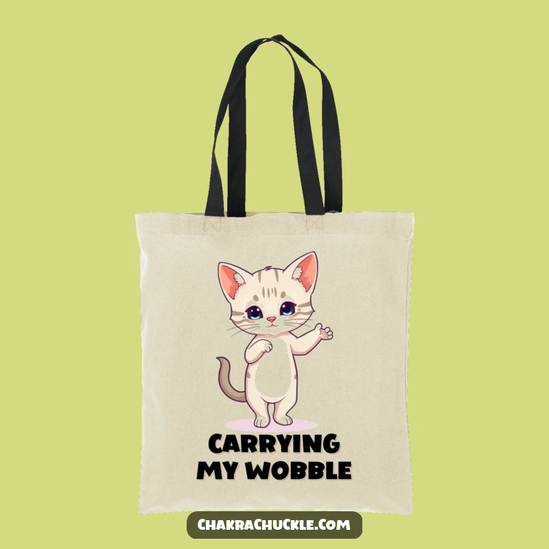 Funny Kitten Yoga Tote Bag - Carry Your Zen With This Wobbly Cat Art
