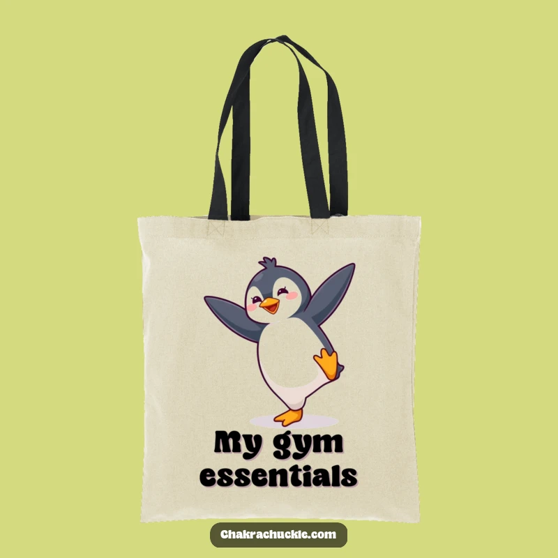 Funny Penguin Yoga Tote Bag: Bouncy Bird Carry-All, Perfect Gift